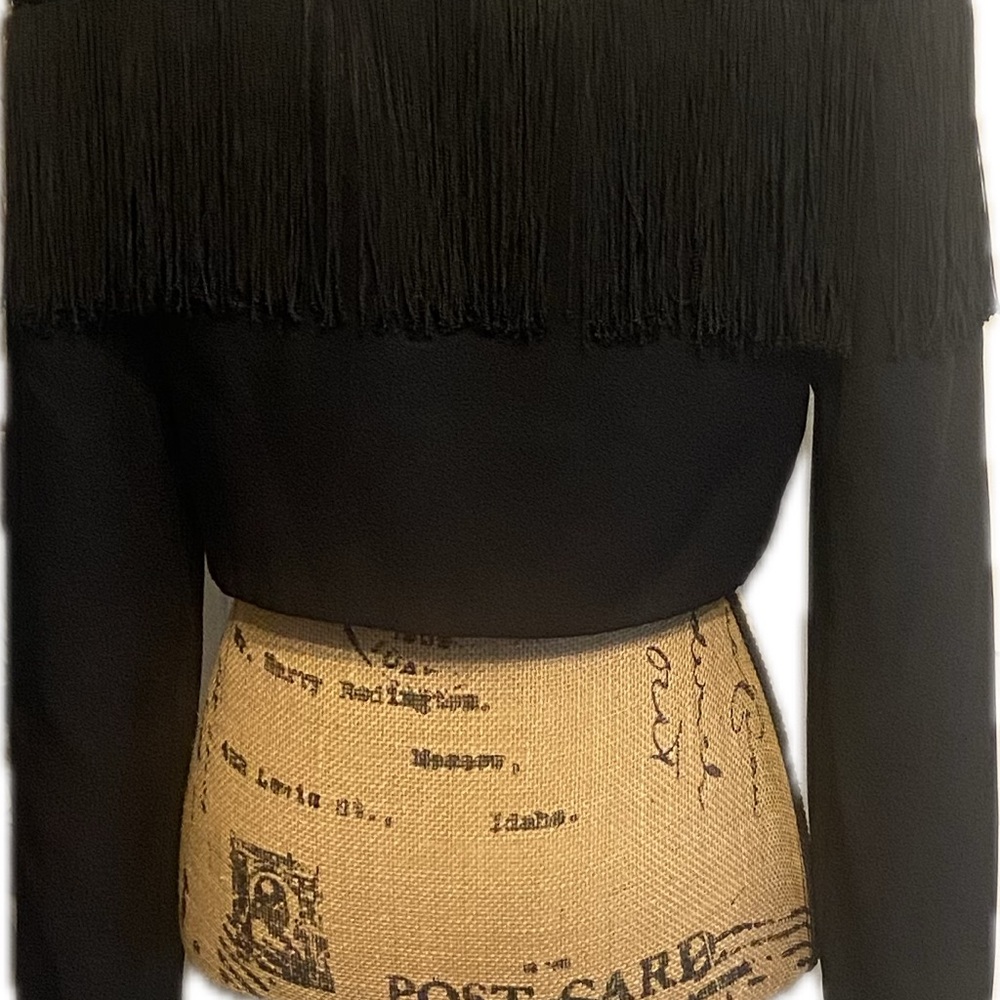 Pantagis Sz 8 Chic Black Fringe Sequin Short Women’s Jacket - Picture 3 of 11